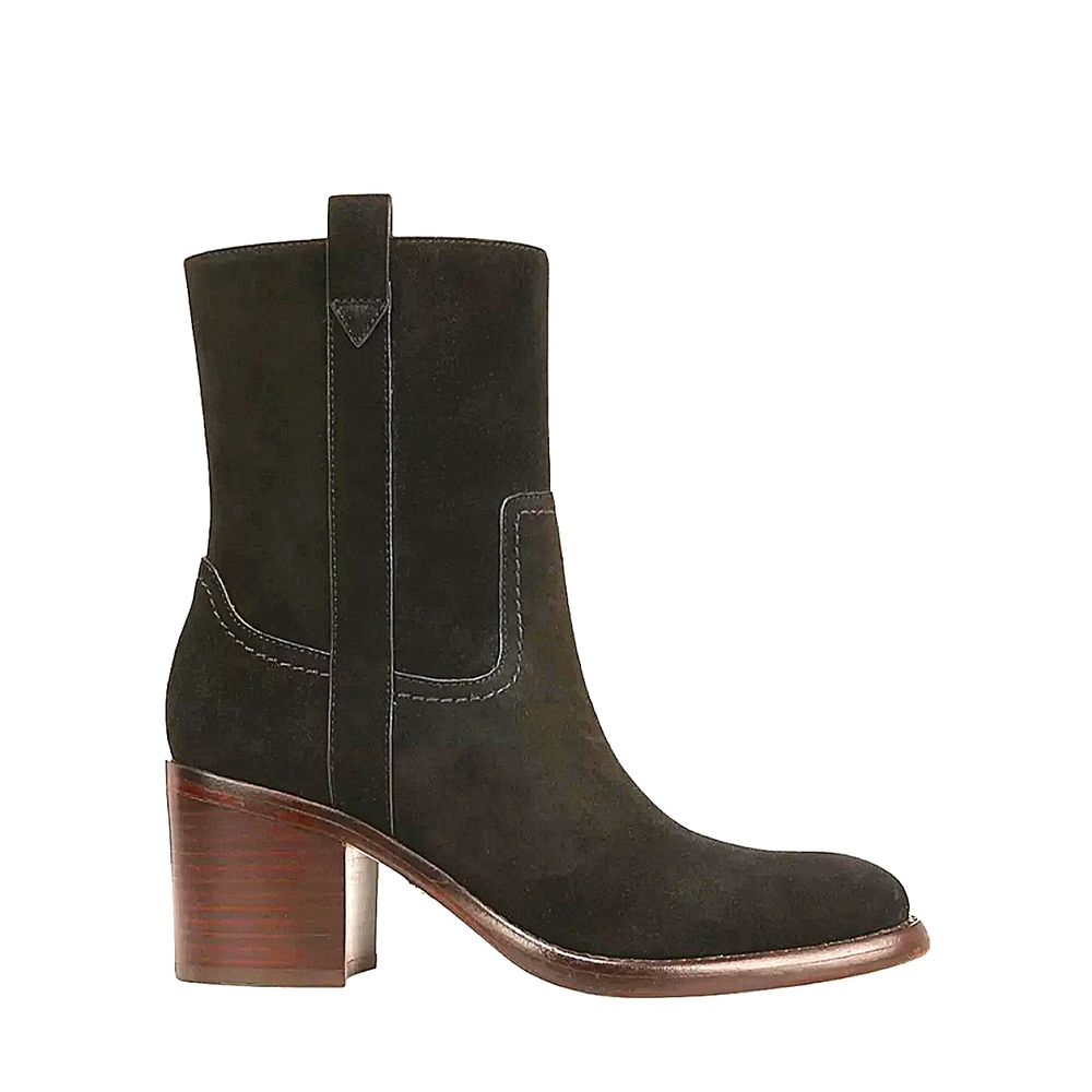 Veronica Beard Women's Black Suede Block Heel Ankle Boots